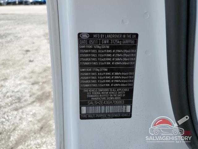 SALSH2E43BA706863 2011 LAND ROVER RANGEROVER photo no. 14