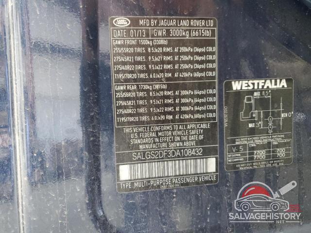 SALGS2DF3DA108432 2013 LAND ROVER RANGEROVER photo no. 13