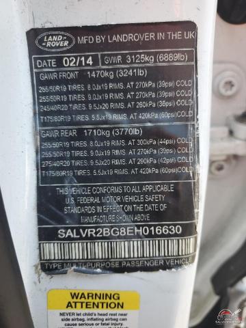 SALVR2BG8EH016630 2014 LAND ROVER RANGEROVER photo no. 13