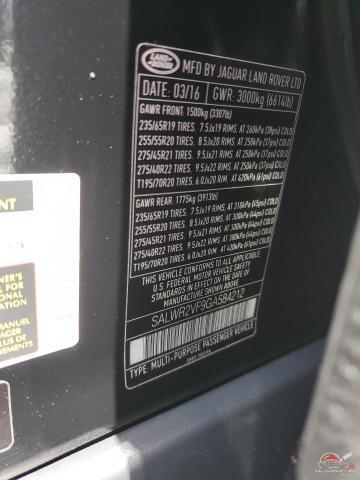SALWR2VF9GA584212 2016 LAND ROVER RANGEROVER photo no. 13