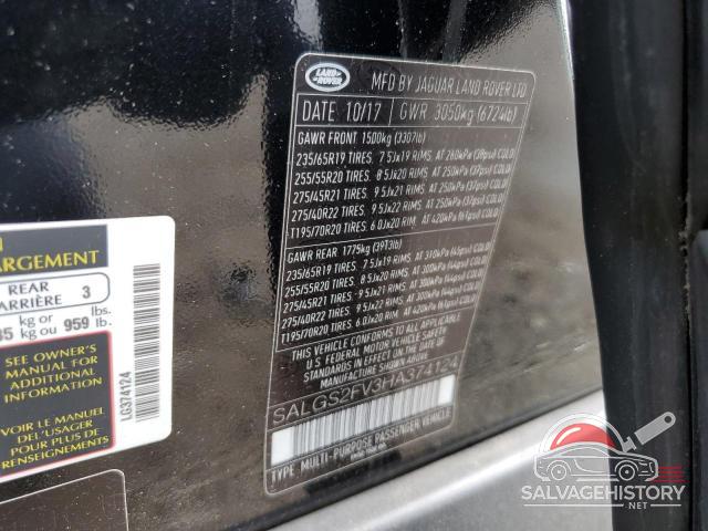 SALGS2FV3HA374124 2017 LAND ROVER RANGEROVER photo no. 12