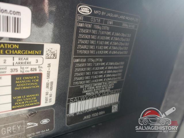 SALWV2SVXJA408400 2018 LAND ROVER RANGEROVER photo no. 13