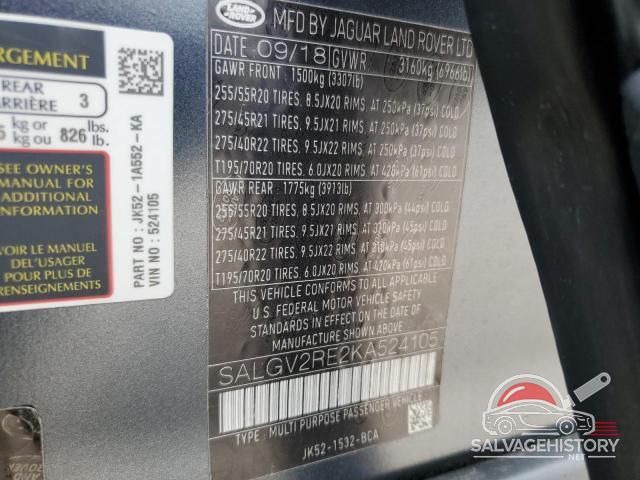 SALGV2RE2KA524105 2019 LAND ROVER RANGEROVER photo no. 13
