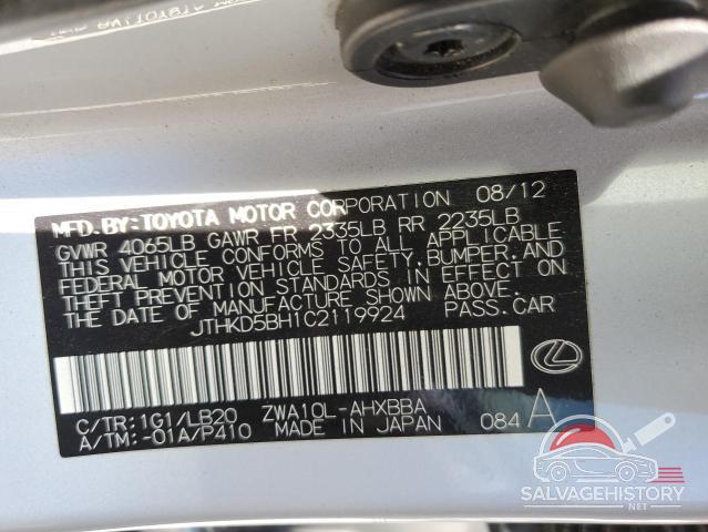 JTHKD5BH1C2119924 2012 LEXUS CT 200 photo no. 12