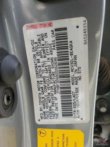 JTHBF30G920062696 2002 LEXUS ES300 photo no. 12