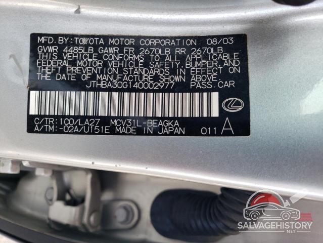 JTHBA30G140002977 2004 LEXUS ES330 photo no. 12