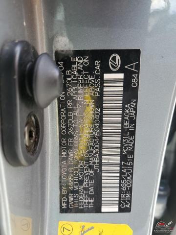 JTHBA30G445040402 2004 LEXUS ES330 photo no. 12