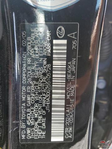 JTHBA30G755105728 2005 LEXUS ES330 photo no. 13