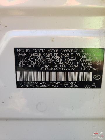 JTHBJ46G572086792 2007 LEXUS ES350 photo no. 12