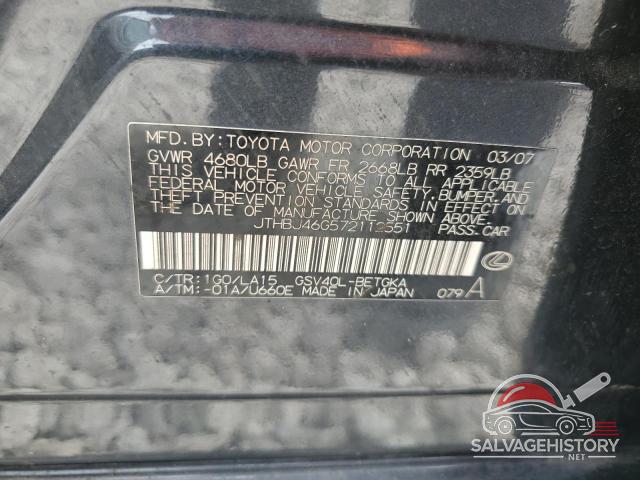 JTHBJ46G572112551 2007 LEXUS ES350 photo no. 12