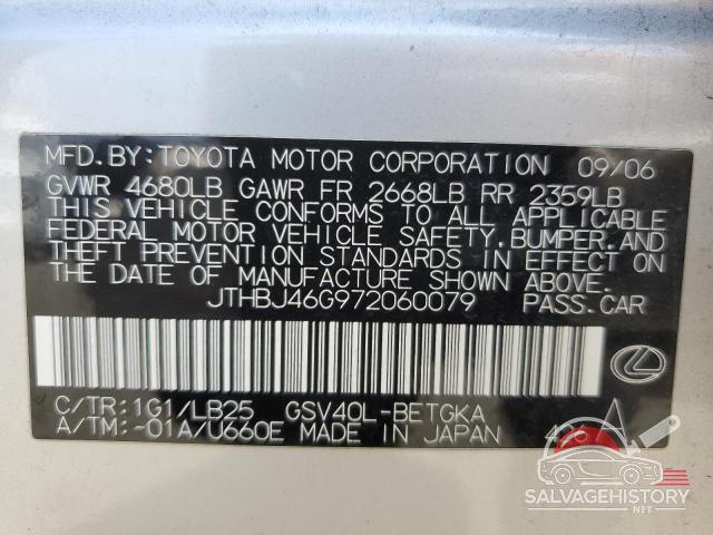 JTHBJ46G972060079 2007 LEXUS ES350 photo no. 12