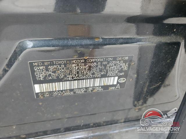 JTHBJ46G682237995 2008 LEXUS ES350 photo no. 12
