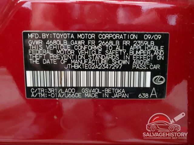 JTHBK1EG2A2347297 2010 LEXUS ES350 photo no. 13