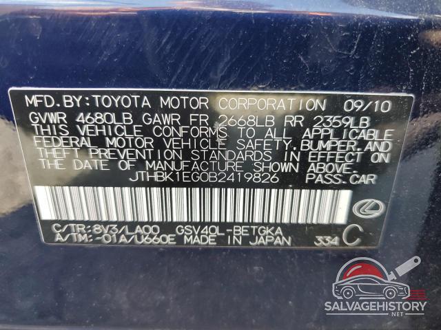 JTHBK1EG0B2419826 2011 LEXUS ES350 photo no. 12