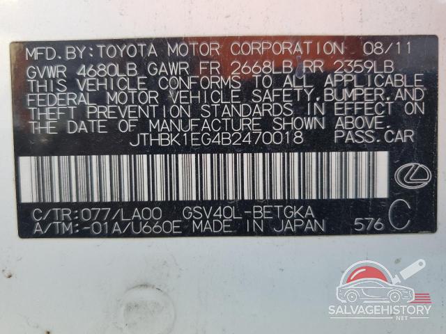JTHBK1EG4B2470018 2011 LEXUS ES350 photo no. 12