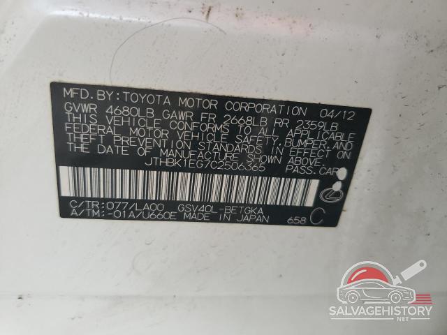 JTHBK1EG7C2506365 2012 LEXUS ES350 photo no. 12