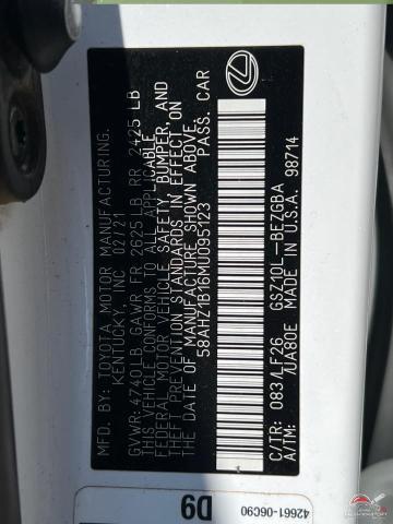 58AHZ1B16MU095123 2021 LEXUS ES350 photo no. 10