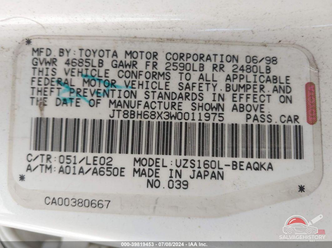 JT8BH68X3W0011975 1998 LEXUS GS 400 photo no. 9