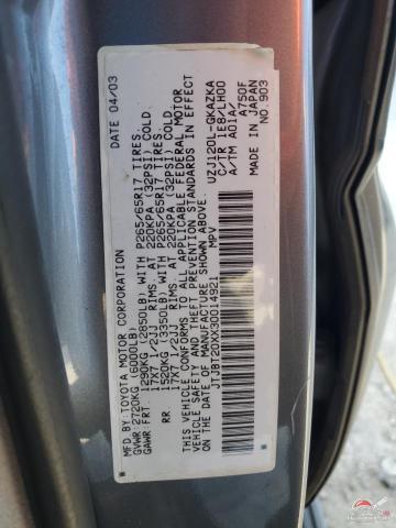 JTJBT20XX30014921 2003 LEXUS GX photo no. 13