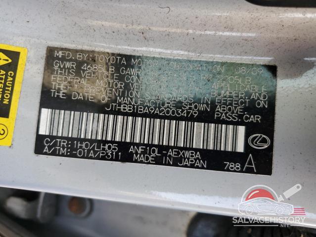 JTHBB1BA9A2003479 2010 LEXUS HS photo no. 12