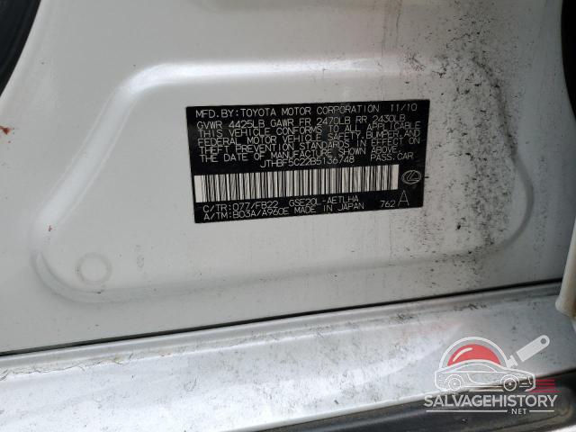 JTHBF5C22B5136748 2011 LEXUS IS photo no. 12
