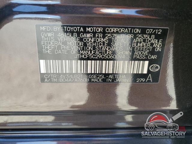 JTHCF5C29C5060094 2012 LEXUS IS photo no. 13