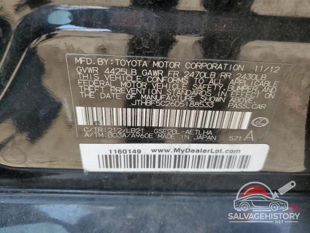 JTHBF5C26D5188533 2013 LEXUS IS photo no. 12