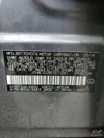 JTHBE1D28E5012241 2014 LEXUS IS photo no. 12