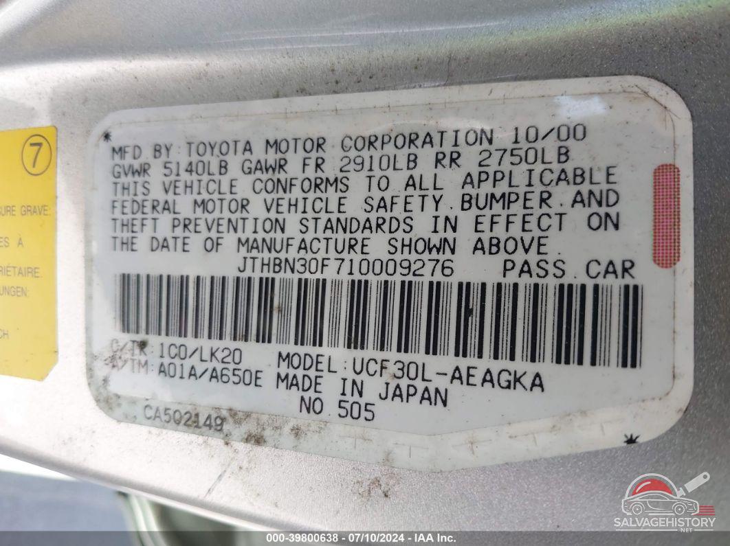 JTHBN30F710009276 2001 LEXUS LS photo no. 9