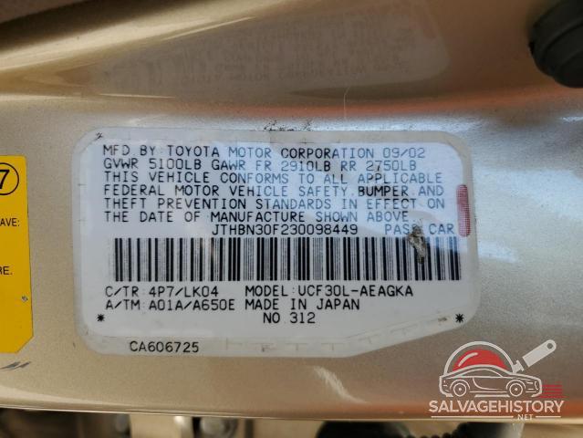 JTHBN30F230098449 2003 LEXUS LS430 photo no. 12