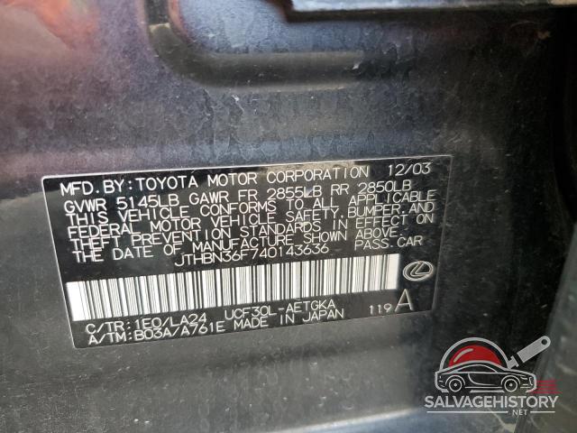 JTHBN36F740143636 2004 LEXUS LS430 photo no. 13