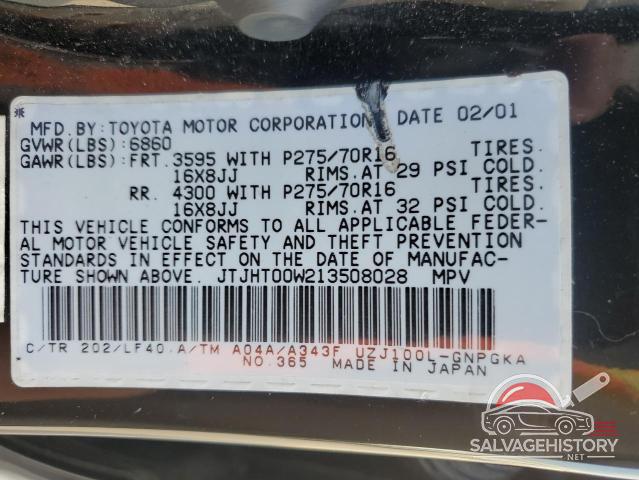 JTJHT00W213508028 2001 LEXUS LX470 photo no. 13