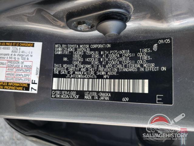 JTJHT00W864009476 2006 LEXUS LX470 photo no. 13