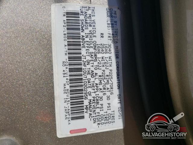 JTJHF10U710202956 2001 LEXUS RX300 photo no. 12