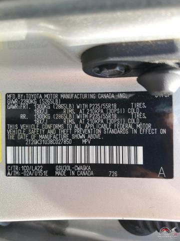 2T2GK31U38C027850 2008 LEXUS RX350 photo no. 12