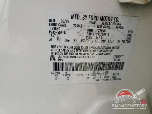 2LMDU88C98BJ34972 2008 LINCOLN MKX photo no. 12