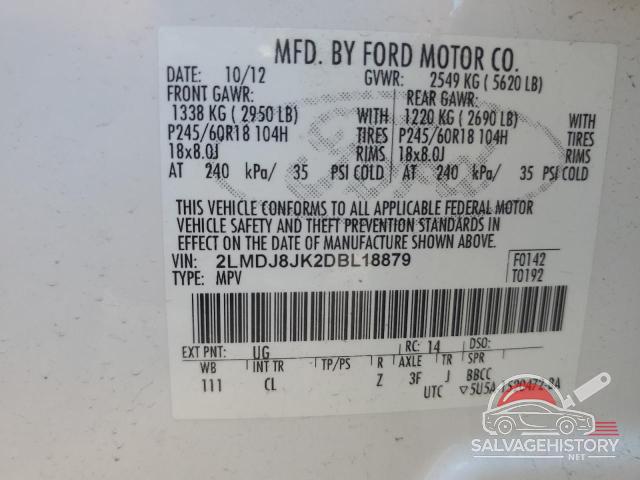 2LMDJ8JK2DBL18879 2013 LINCOLN MKX photo no. 12