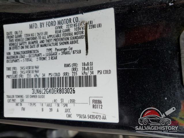 3LN6L2GK0ER803026 2014 LINCOLN MKZ photo no. 13