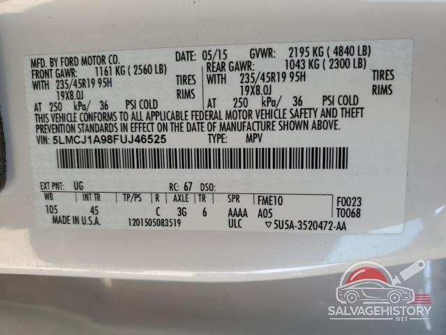 5LMCJ1A98FUJ46525 2015 LINCOLN MKZ photo no. 12