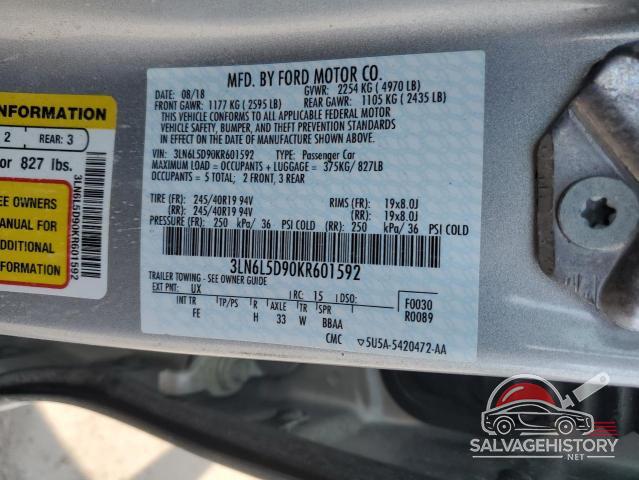 3LN6L5D90KR601592 2019 LINCOLN MKZ photo no. 12