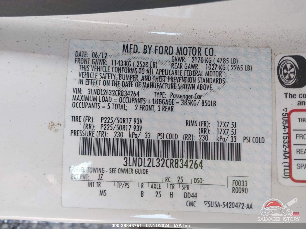 3LNDL2L32CR834264 2012 LINCOLN MKZ HYBRID photo no. 9