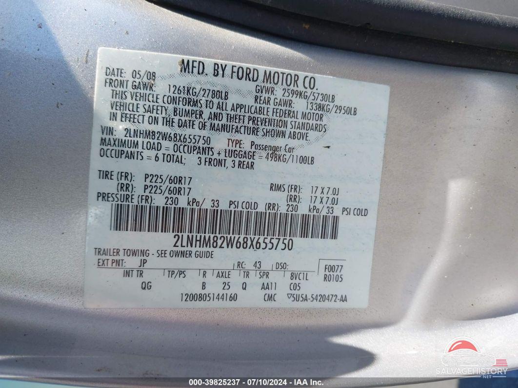 2LNHM82W68X655750 2008 LINCOLN TOWN CAR photo no. 9