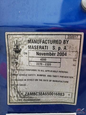 ZAMBC38A650016883 2005 MASERATI ALL MODELS photo no. 12