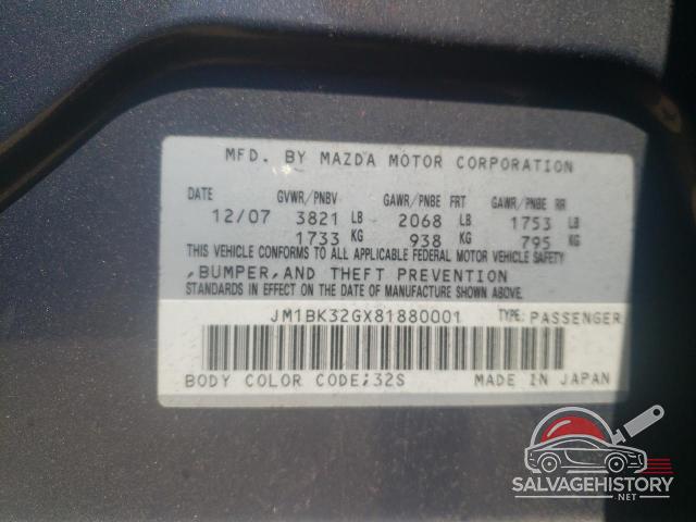 JM1BK32GX81880001 2008 MAZDA 3 photo no. 12