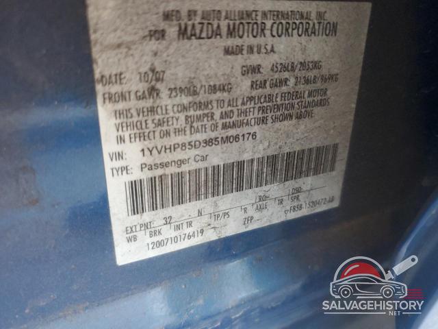 1YVHP85D385M06176 2008 MAZDA 6 photo no. 12