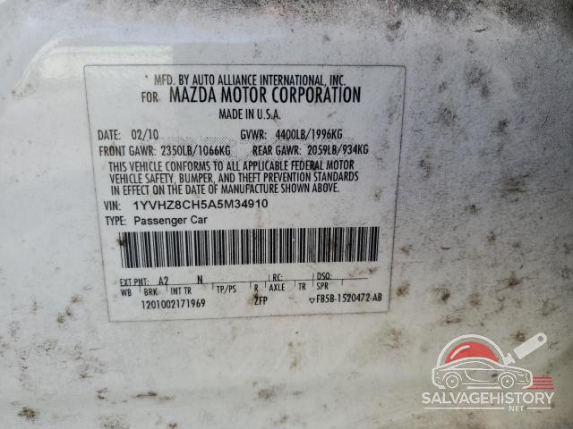 1YVHZ8CH5A5M34910 2010 MAZDA 6 photo no. 12