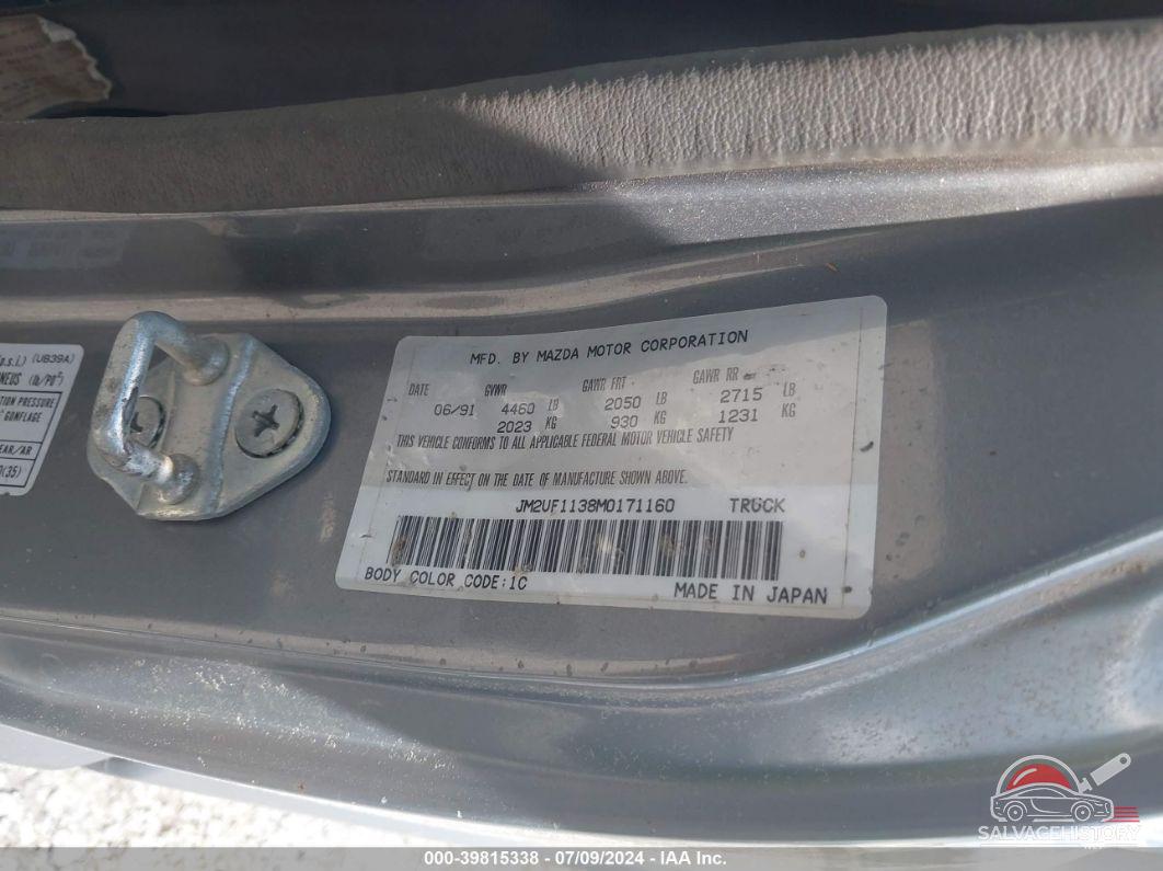 JM2UF1138M0171160 1991 MAZDA B2200 photo no. 9