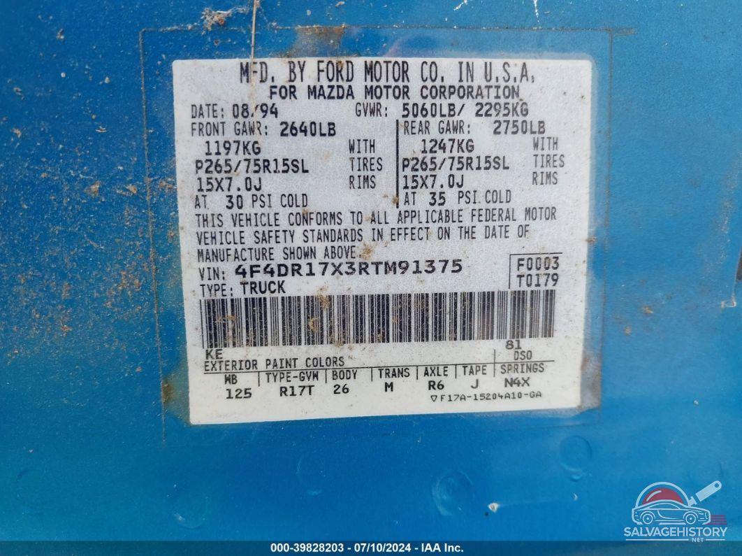 4F4DR17X3RTM91375 1994 MAZDA B4000 photo no. 9