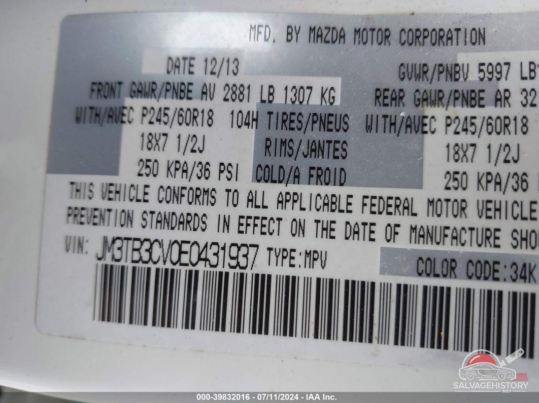 JM3TB3CV0E0431937 2014 MAZDA CX-9 photo no. 9