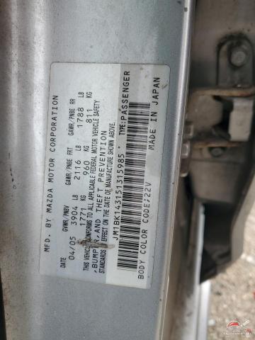JM1BK143151315985 2005 MAZDA MAZDA3 photo no. 12